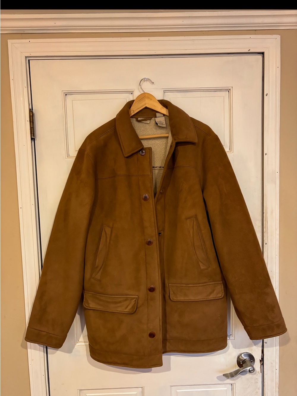 L.L.Bean Women’s Size 0 Brown Faux Suede Sherpa Lined Barn Coat Jacket